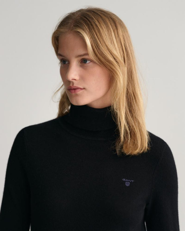 Gant Apparel Womens MD. EXTRAFINE LAMBSWOOL ROLLNECK 5/BLACK