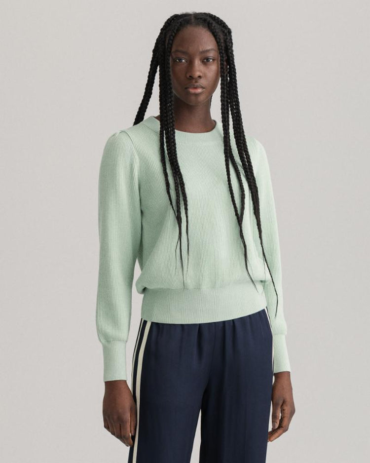 Gant Apparel Womens RIB COTTON C-NECK 334/PORCELAIN GREEN