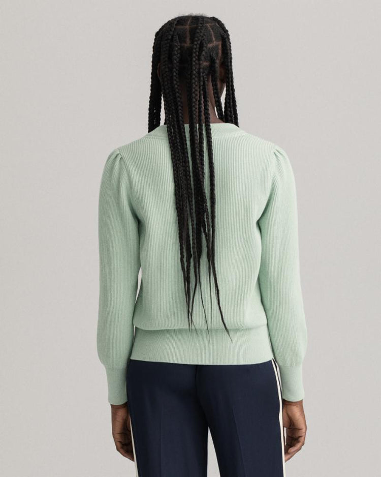 Gant Apparel Womens RIB COTTON C-NECK 334/PORCELAIN GREEN