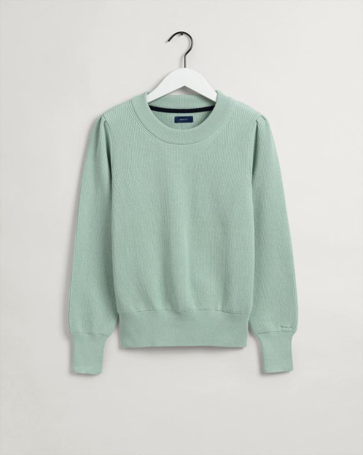 Gant Apparel Womens RIB COTTON C-NECK 334/PORCELAIN GREEN