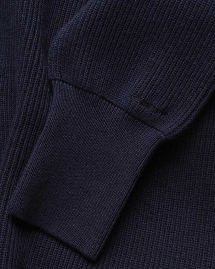 Gant Apparel Womens RIB COTTON CARDIGAN 433/EVENING BLUE