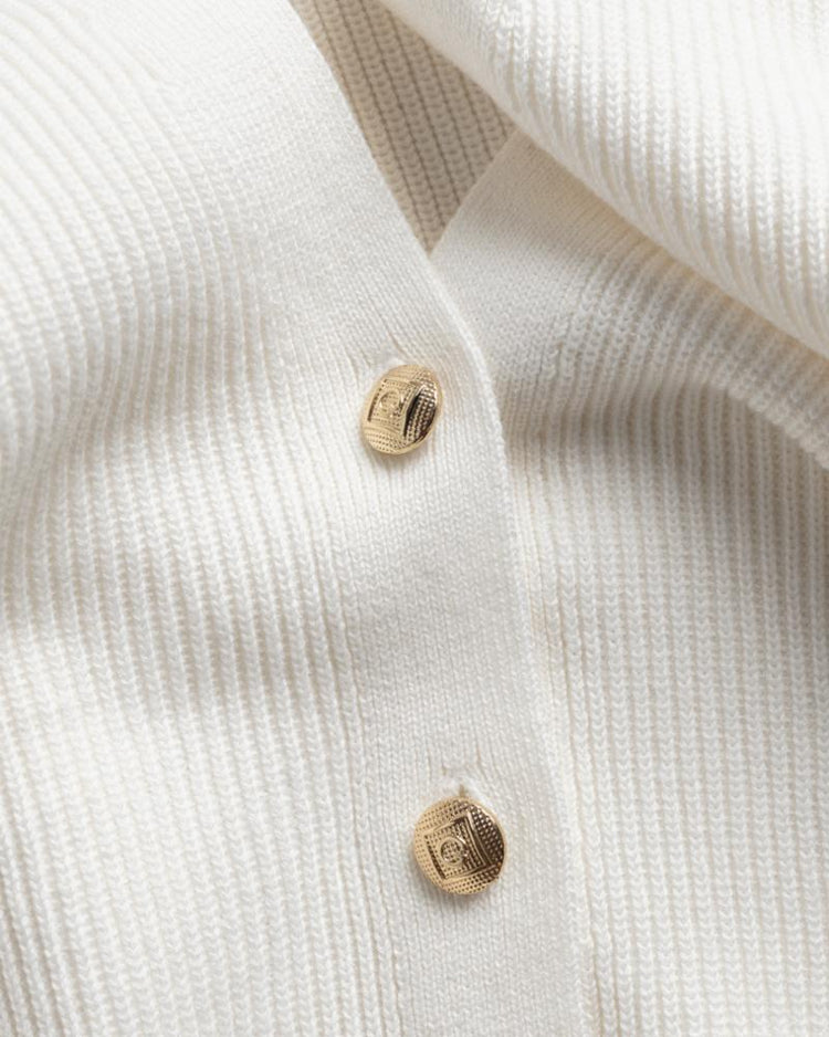 Gant Apparel Womens RIB COTTON CARDIGAN 113/EGGSHELL