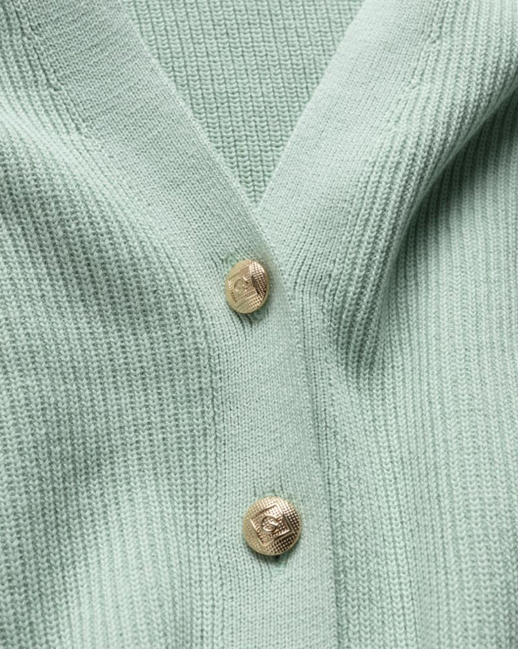Gant Apparel Womens RIB COTTON CARDIGAN 334/PORCELAIN GREEN