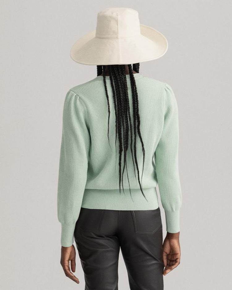 Gant Apparel Womens RIB COTTON CARDIGAN 334/PORCELAIN GREEN