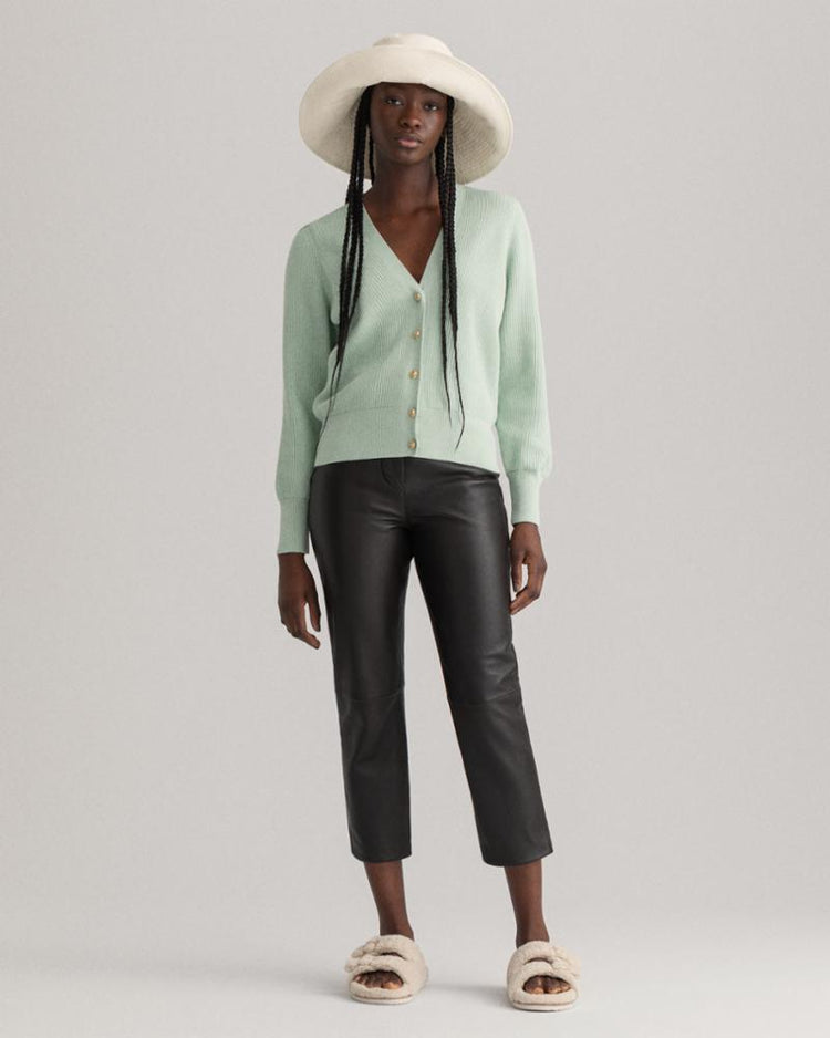 Gant Apparel Womens RIB COTTON CARDIGAN 334/PORCELAIN GREEN