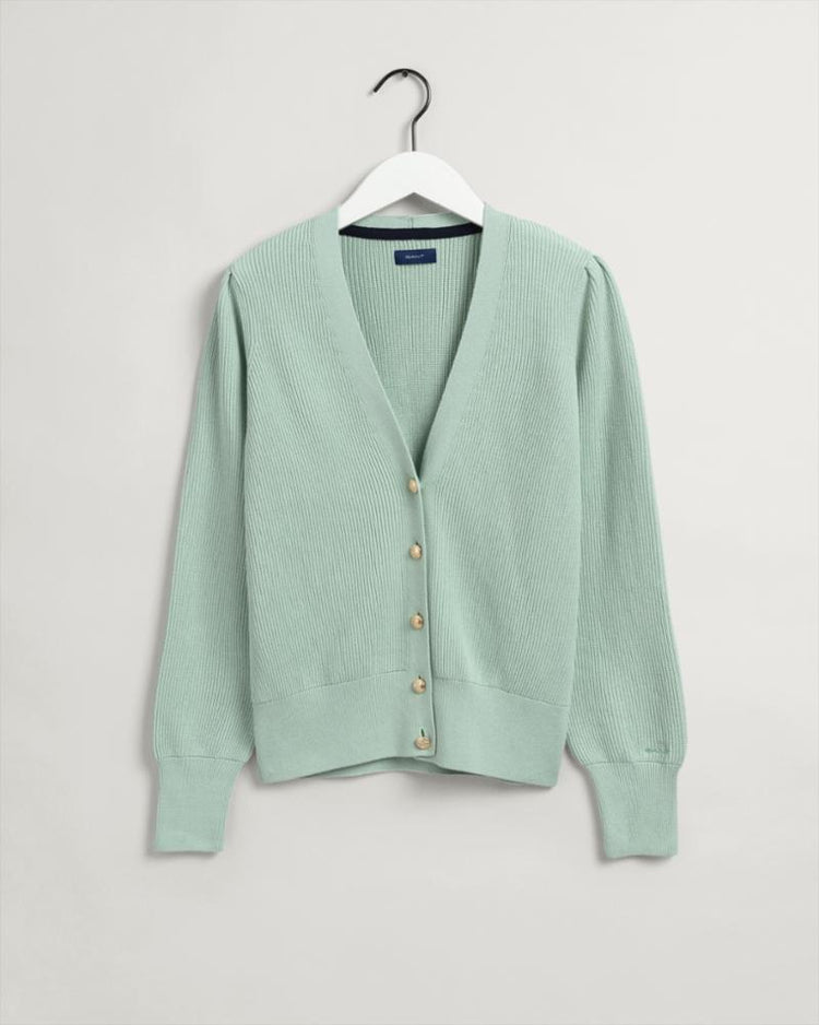 Gant Apparel Womens RIB COTTON CARDIGAN 334/PORCELAIN GREEN