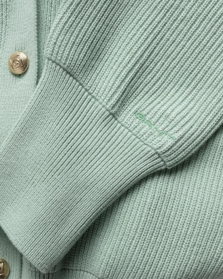 Gant Apparel Womens RIB COTTON CARDIGAN 334/PORCELAIN GREEN