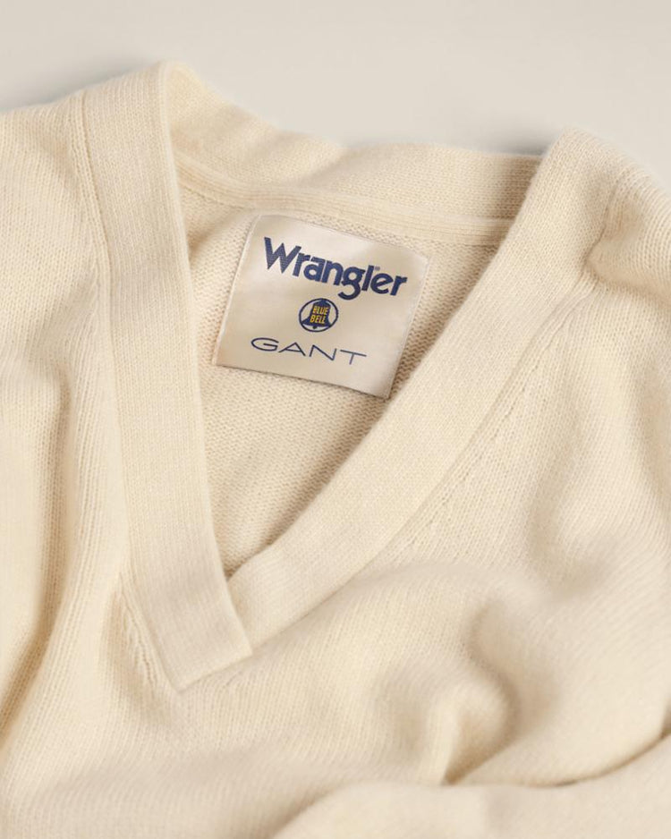 Gant Apparel Womens W. VARSITY CASHMERE BLEND V-NECK 245/VINTAGE CREAM