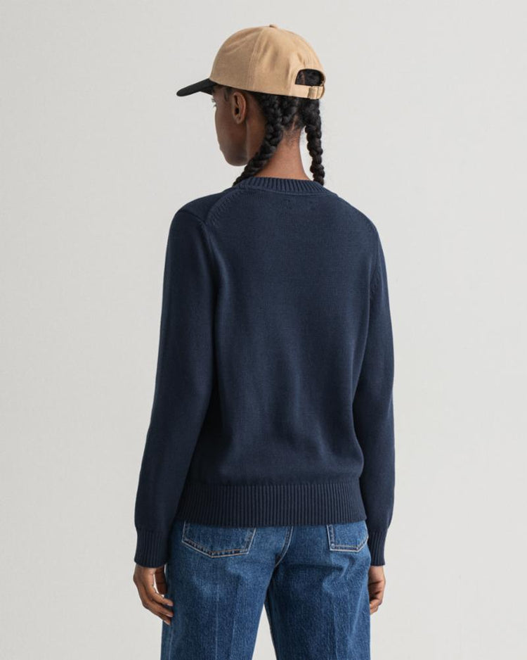 Gant Apparel Womens LOGO COTTON C-NECK 433/EVENING BLUE