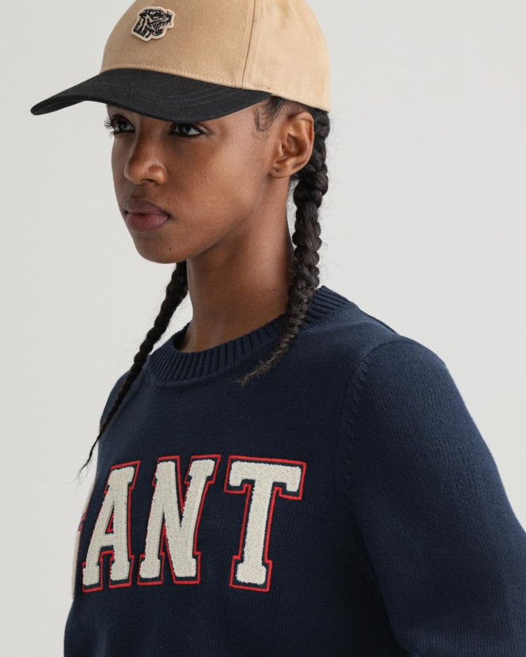 Gant Apparel Womens LOGO COTTON C-NECK 433/EVENING BLUE