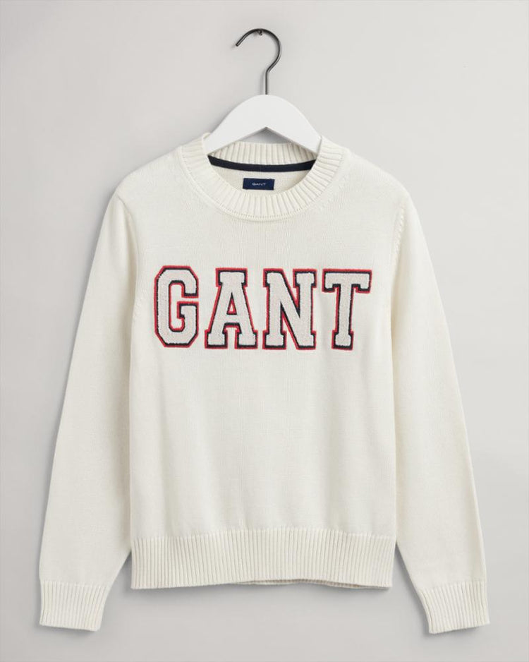 Gant Apparel Womens LOGO COTTON C-NECK 130/CREAM