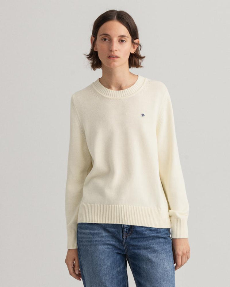 Gant Apparel Womens ORGANIC COTTON C-NECK 130/CREAM