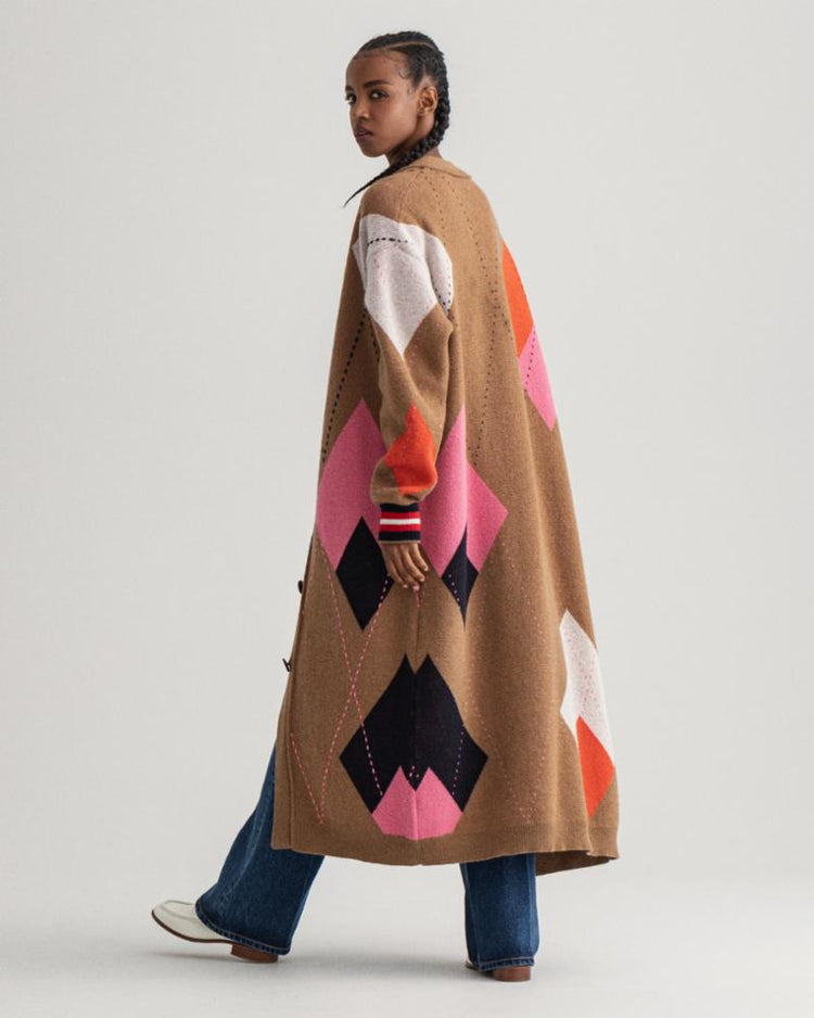 Gant Apparel Womens LONG ARGYLE CARDIGAN 210/ROASTED WALNUT