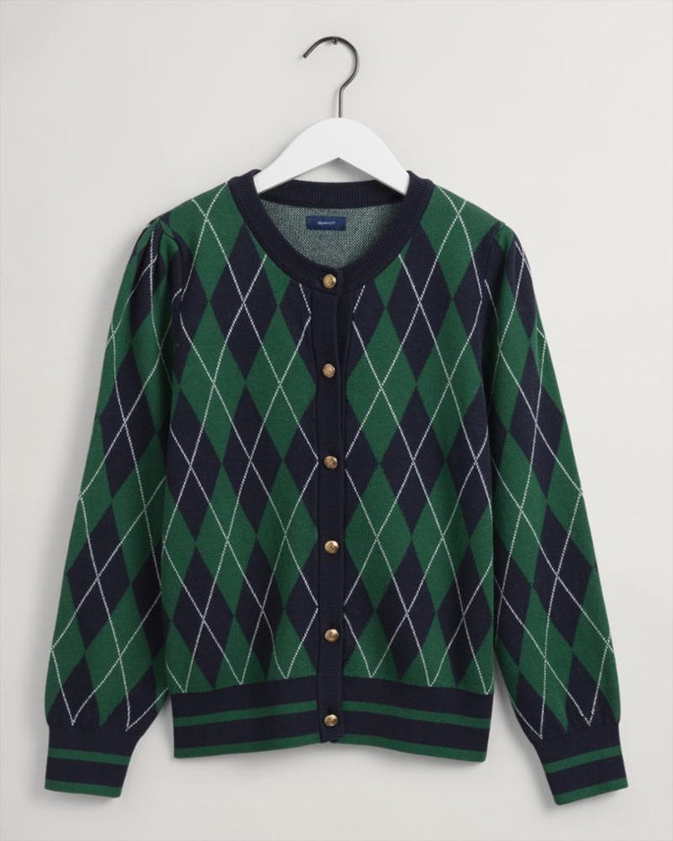 Gant Apparel Womens ARGYLE CARDIGAN 433/EVENING BLUE