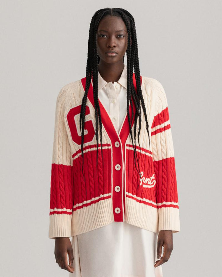 Gant Apparel Womens GANT VARSITY CARDIGAN 116/BUTTERCREAM