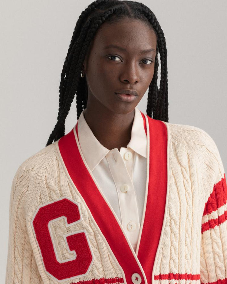 Gant Apparel Womens GANT VARSITY CARDIGAN 116/BUTTERCREAM