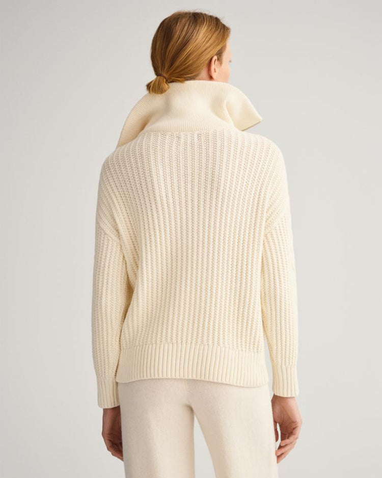 Gant Apparel Womens CABLE HALF ZIP SWEATER 130/CREAM