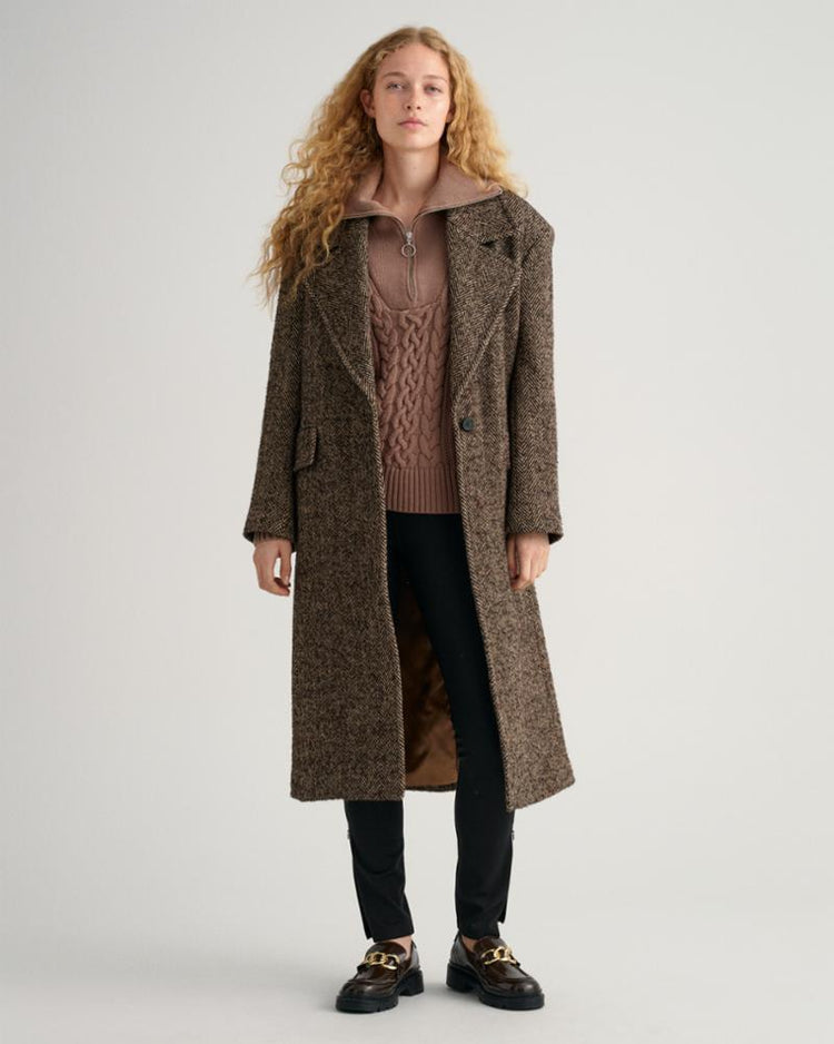 Gant Apparel Womens CABLE HALF ZIP SWEATER 247/MOLE BROWN