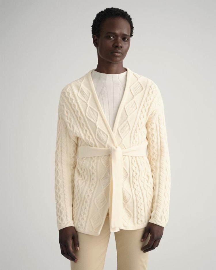 Gant Apparel Womens CABLE WRAP CARDIGAN 130/CREAM