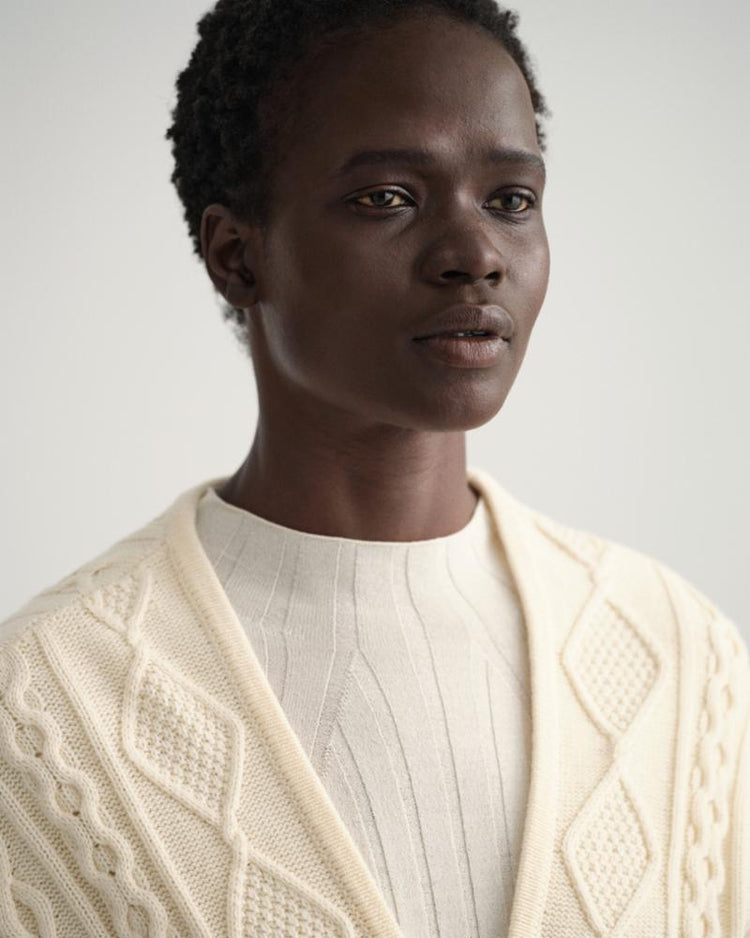 Gant Apparel Womens CABLE WRAP CARDIGAN 130/CREAM