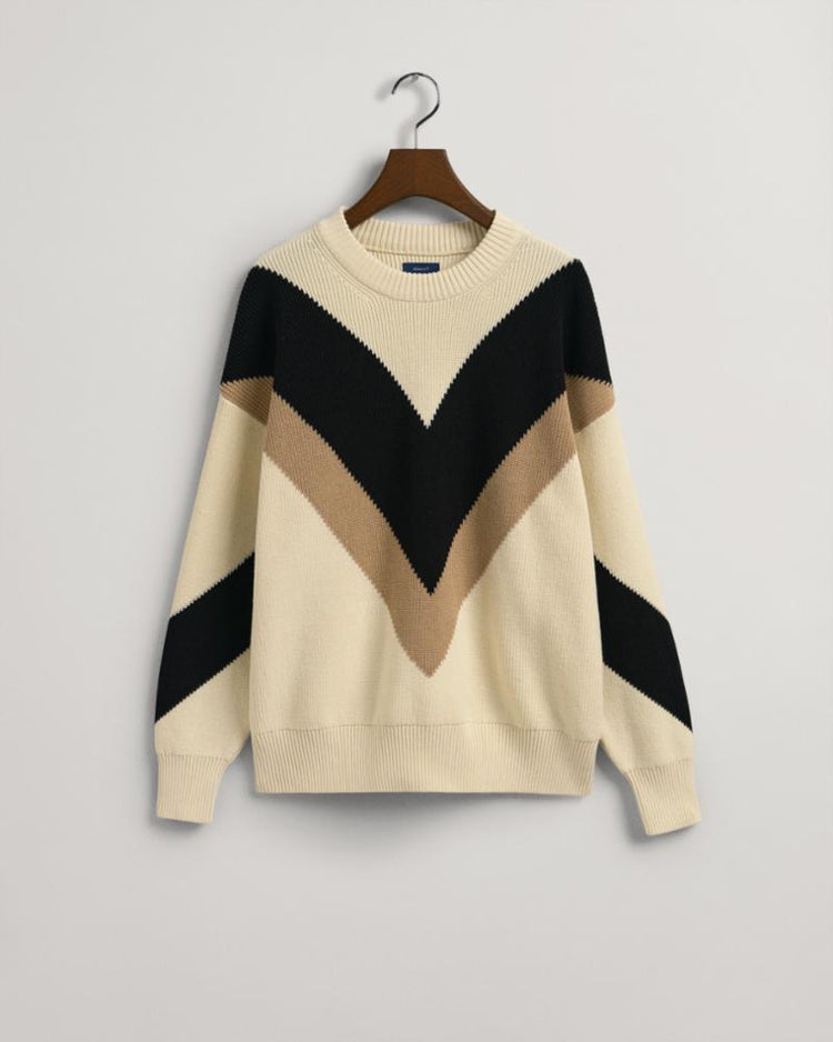 Gant Apparel Womens COLOR BLOCK C-NECK 130/CREAM