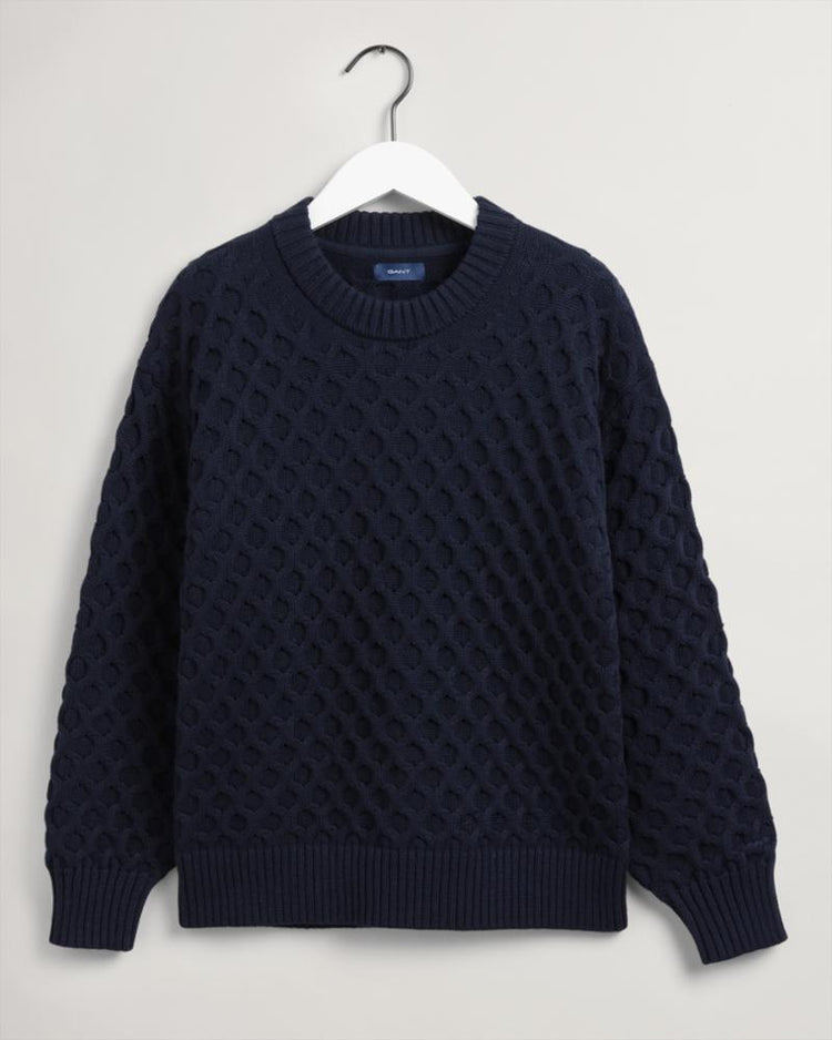 Gant Apparel Womens CABLE STRUCTURE C-NECK 433/EVENING BLUE