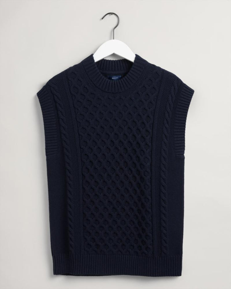 Gant Apparel Womens CABLE STRUCTURE VEST 433/EVENING BLUE