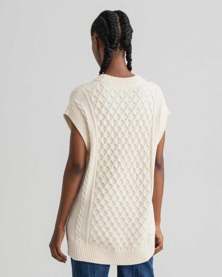 Gant Apparel Womens CABLE STRUCTURE VEST 130/CREAM