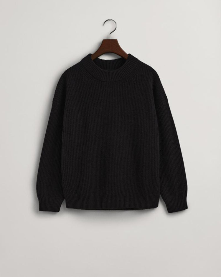 Gant Apparel Womens WOOL RIB C-NECK 19/EBONY BLACK