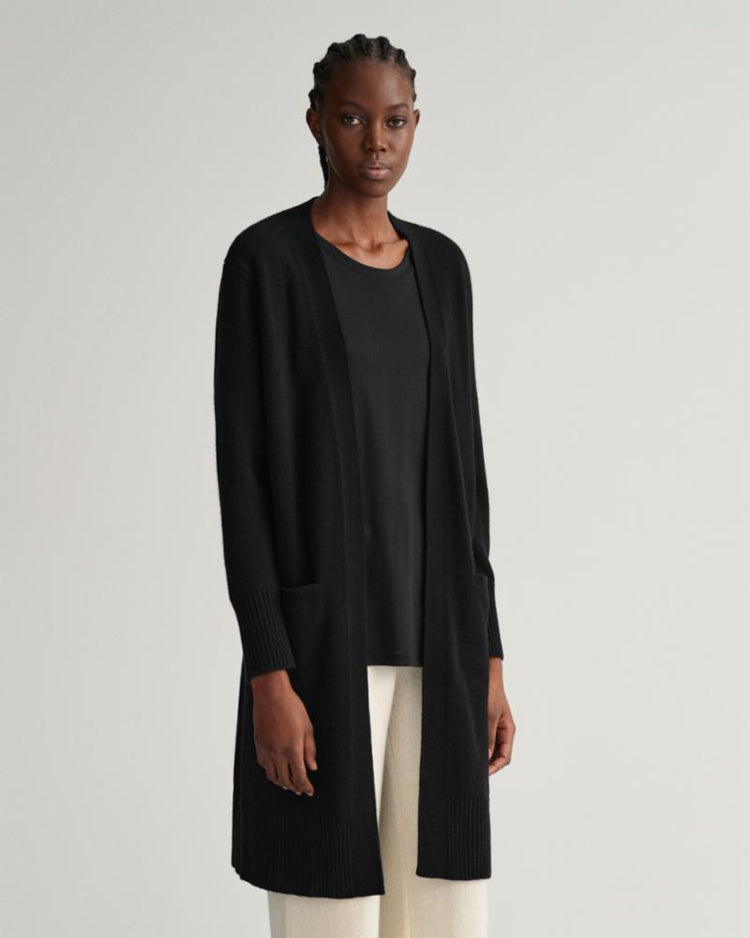 Gant Apparel Womens LONG WOOL CARDIGAN 19/EBONY BLACK