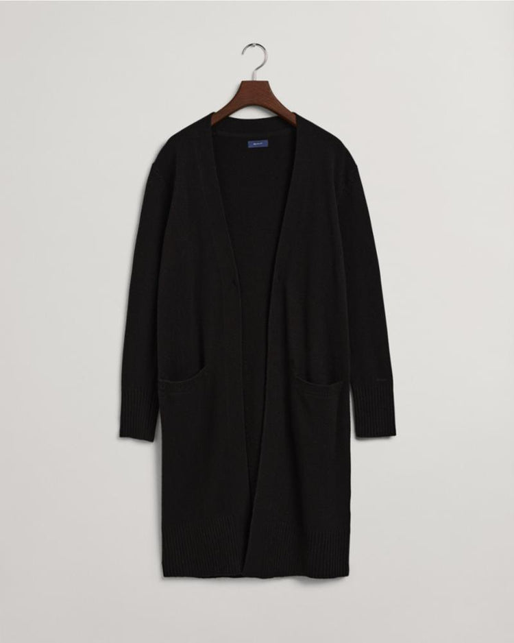 Gant Apparel Womens LONG WOOL CARDIGAN 19/EBONY BLACK