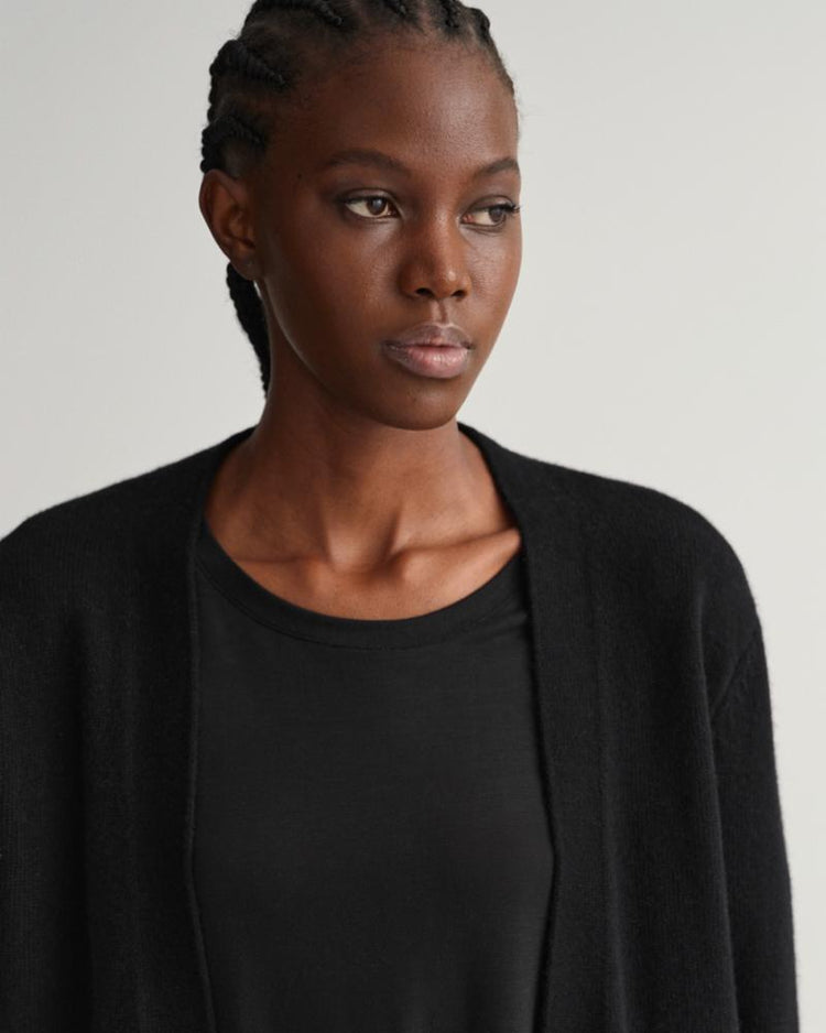 Gant Apparel Womens LONG WOOL CARDIGAN 19/EBONY BLACK