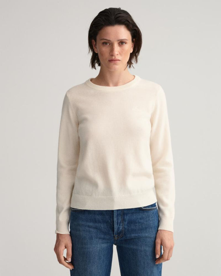 Gant Apparel Womens SUPERFINE LAMBSWOOL C-NECK 130/CREAM