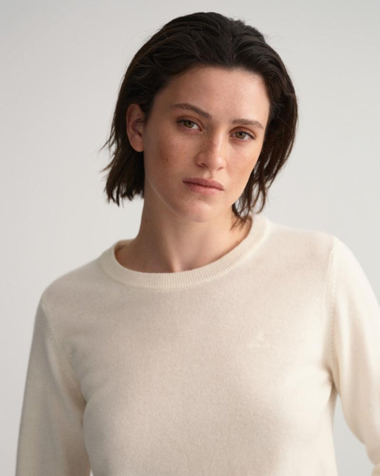 Gant Apparel Womens SUPERFINE LAMBSWOOL C-NECK 130/CREAM