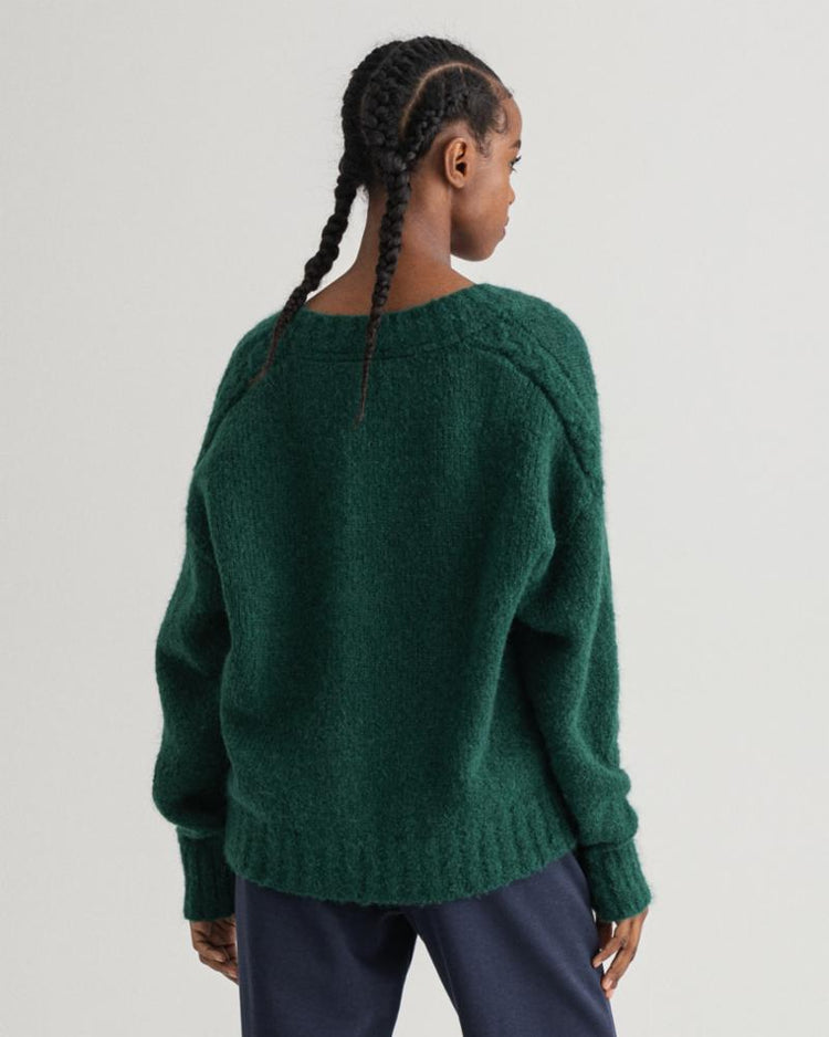 Gant Apparel Womens MOHAIR V-NECK 374/TARTAN GREEN