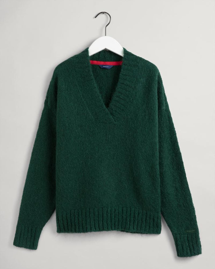 Gant Apparel Womens MOHAIR V-NECK 374/TARTAN GREEN