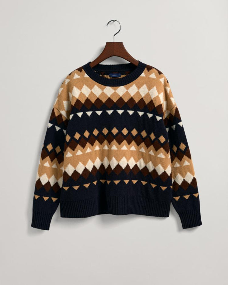 Gant Apparel Womens FAIRISLE C-NECK 433/EVENING BLUE