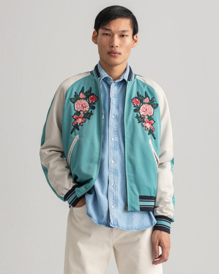 Gant Apparel Mens DAHLIA BADGE VARSITY JACKET 331/LIGHT AQUA GREEN