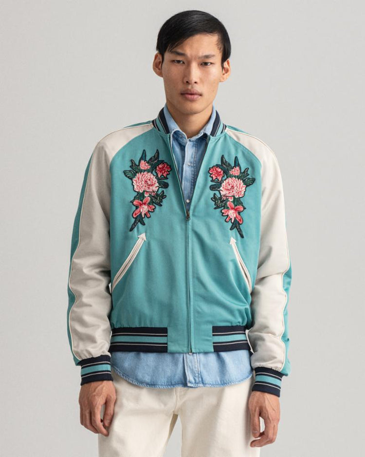Gant Apparel Mens DAHLIA BADGE VARSITY JACKET 331/LIGHT AQUA GREEN