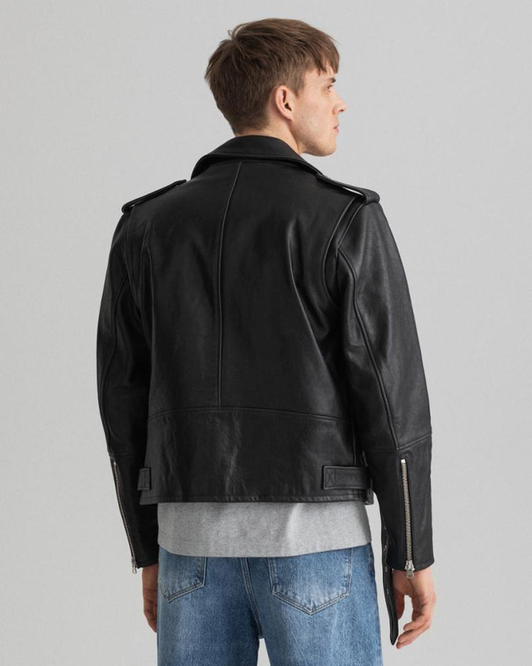 Gant Apparel Mens LEATHER BIKER JACKET 5/BLACK