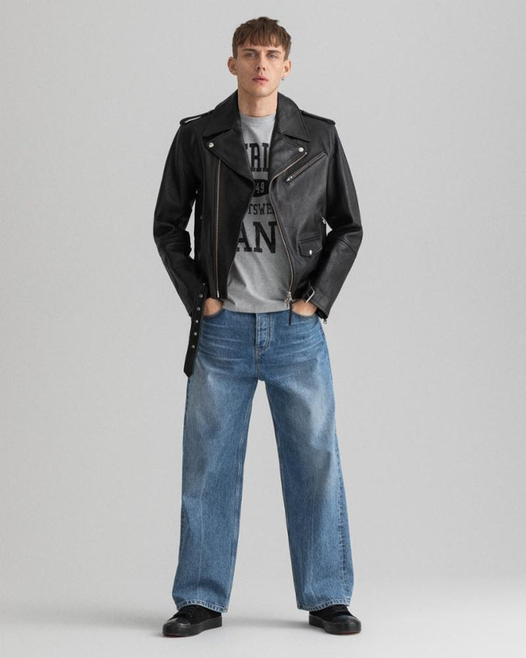 Gant Apparel Mens LEATHER BIKER JACKET 5/BLACK