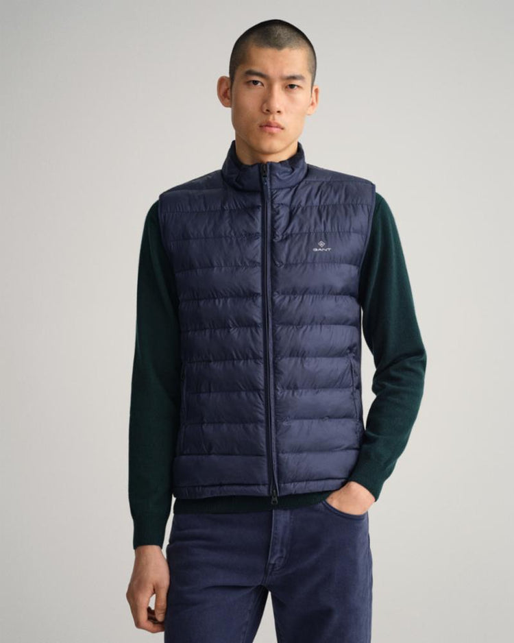Gant Apparel Mens MIXED MEDIA LIGHT PADDED GILET 433/EVENING BLUE