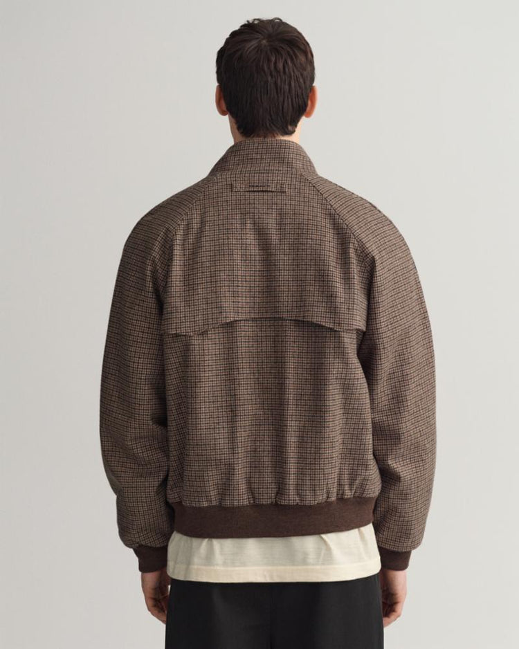 Gant Apparel Mens CHECKED WOOL HARRINGTON JACKET 256/HAZELWOOD BEIGE