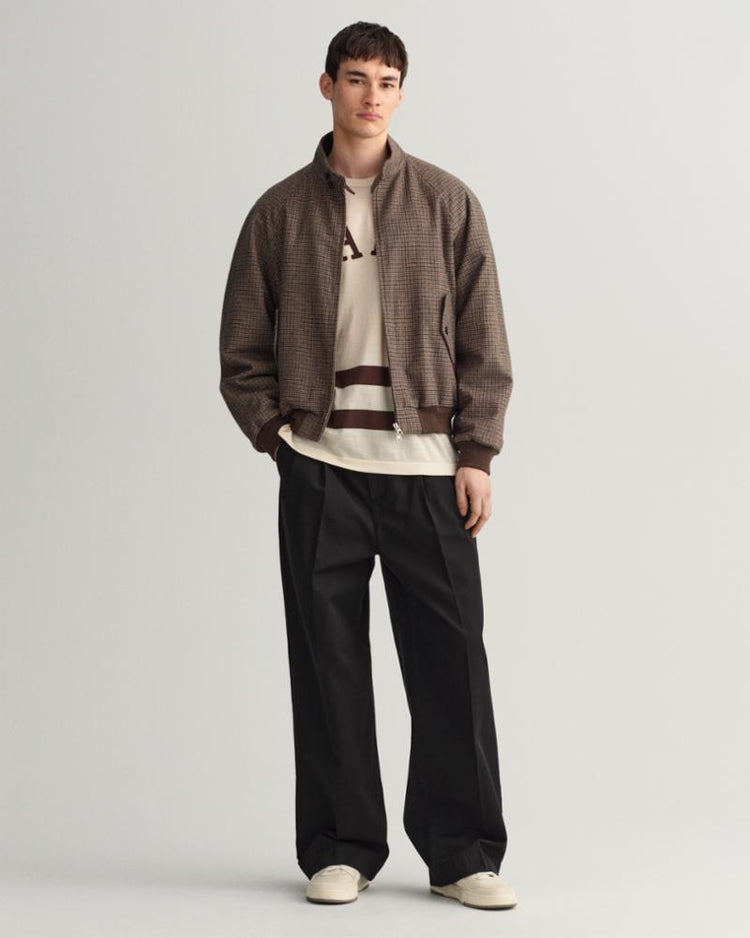 Gant Apparel Mens CHECKED WOOL HARRINGTON JACKET 256/HAZELWOOD BEIGE