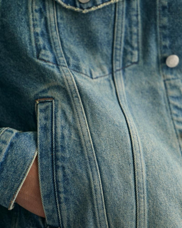 Gant Apparel Mens DENIM TRUCKER JACKET 961/DARK BLUE WORN IN