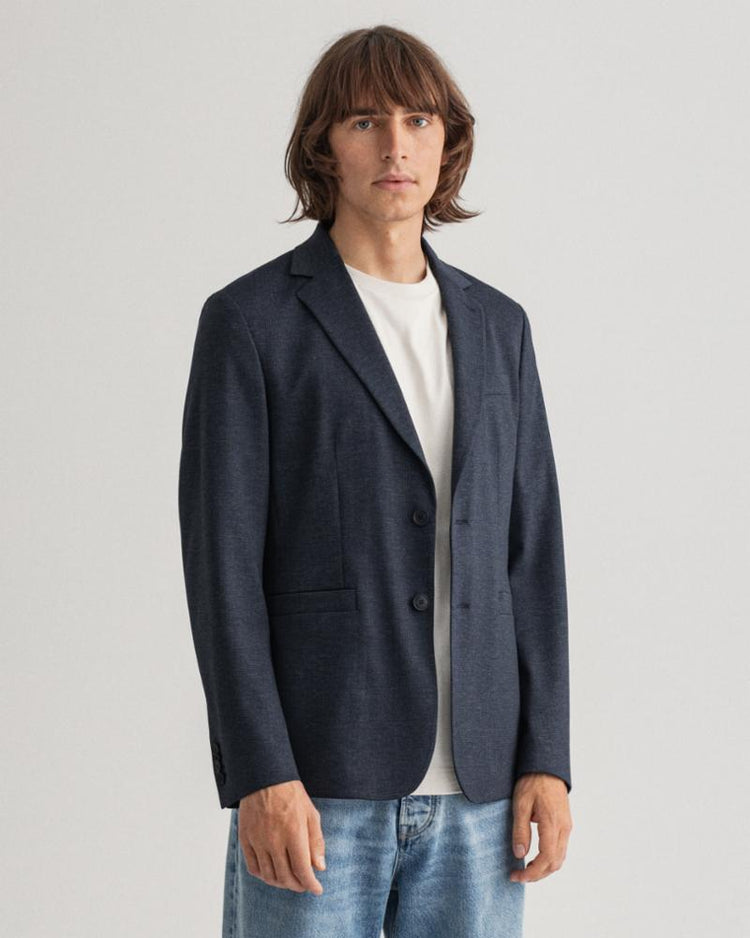 Gant Apparel Mens SLIM CHECK JERSEY BLAZER 433/EVENING BLUE