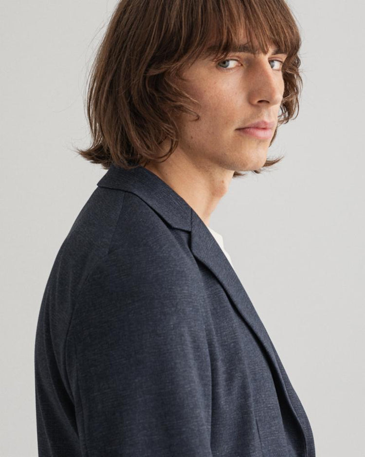 Gant Apparel Mens SLIM CHECK JERSEY BLAZER 433/EVENING BLUE