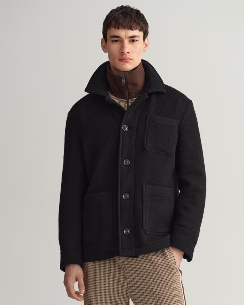 Gant Apparel Mens SHORT WOOL JACKET 5 BLACK gant-apparel-mens-short-wool-jacket-5-black