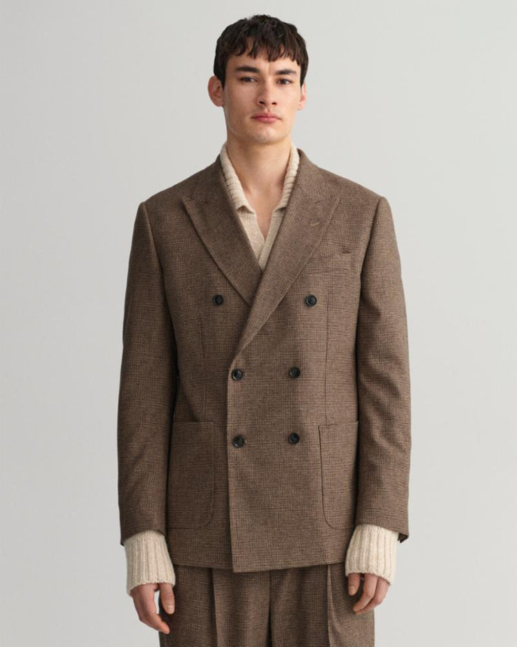 Gant Apparel Mens D2. HOUNDSTOOTH CHECK SUIT BLAZER 274/RICH BROWN