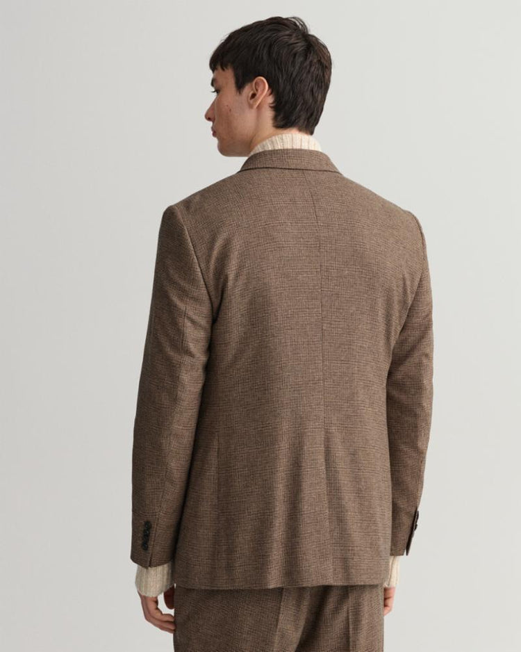 Gant Apparel Mens D2. HOUNDSTOOTH CHECK SUIT BLAZER 274/RICH BROWN